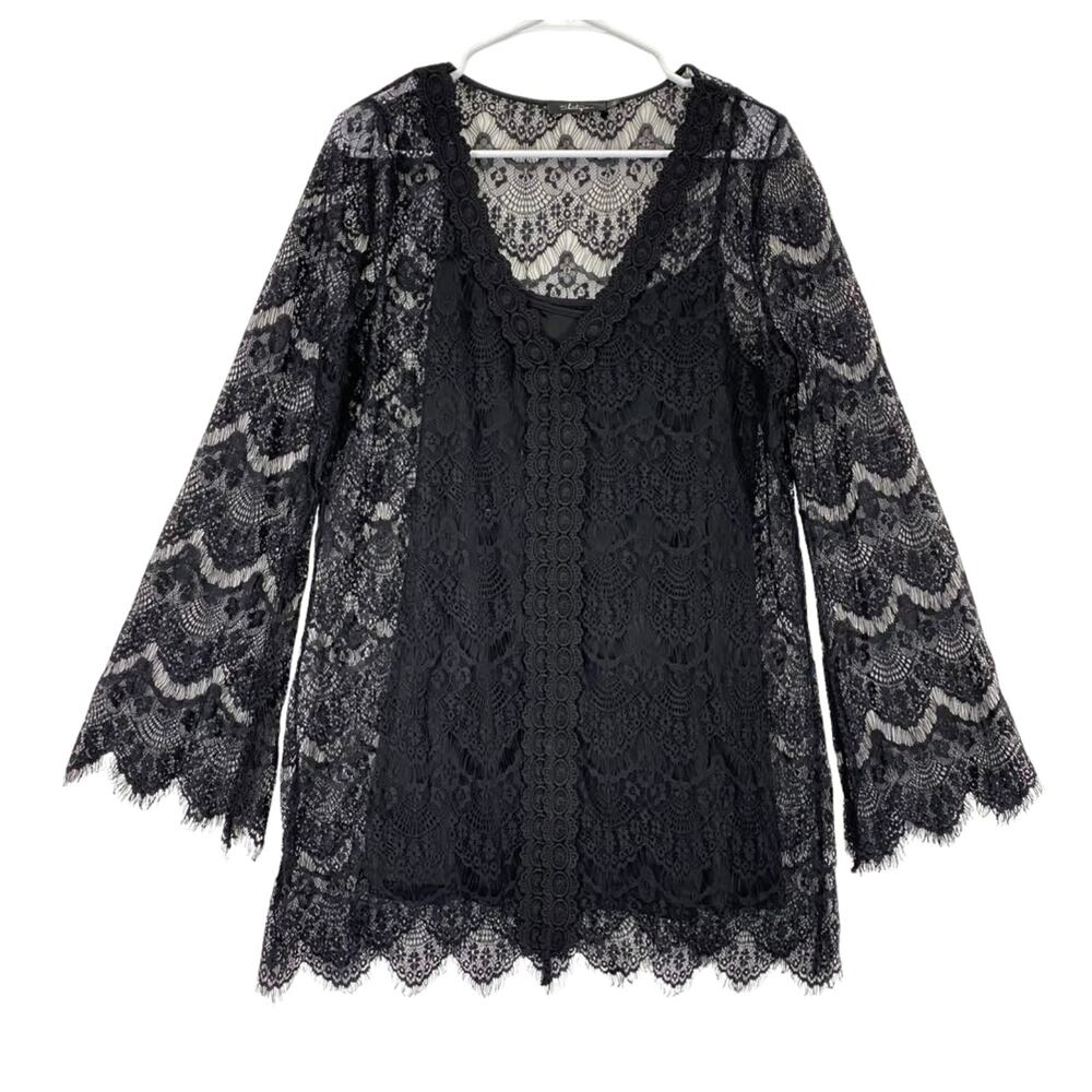 BKE Boutique Women's Black Lace Dress Sz L